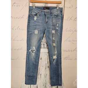 JET John Eshaya Distressed Skinny Jeans Medium Wash Blue Size 8 Made in USA